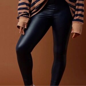 aerie Black High-Shine Faux Leather Leggings